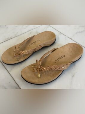 Vionic Bella Cork Bow Tie Women’s 6.5 Comfort Footbed Walking Summer Sandals